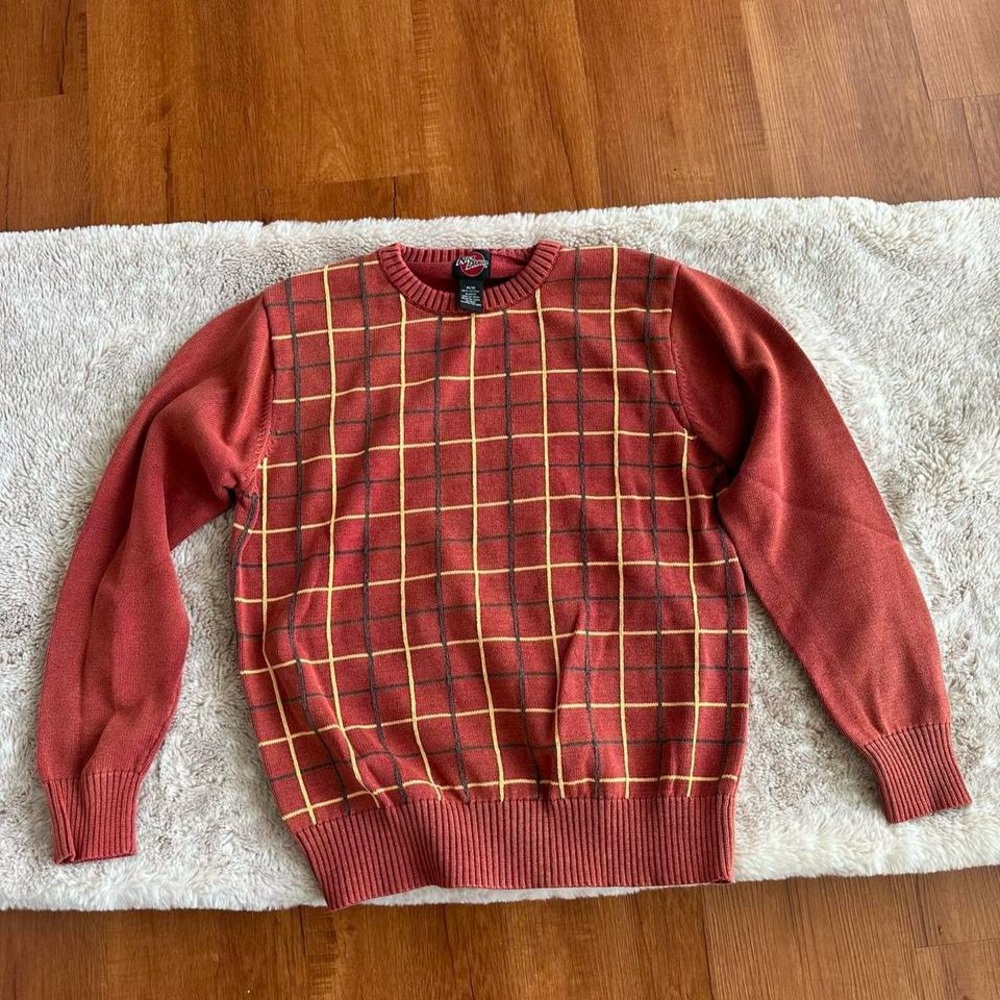 Nick Danger Men's Red Checkered Sweater